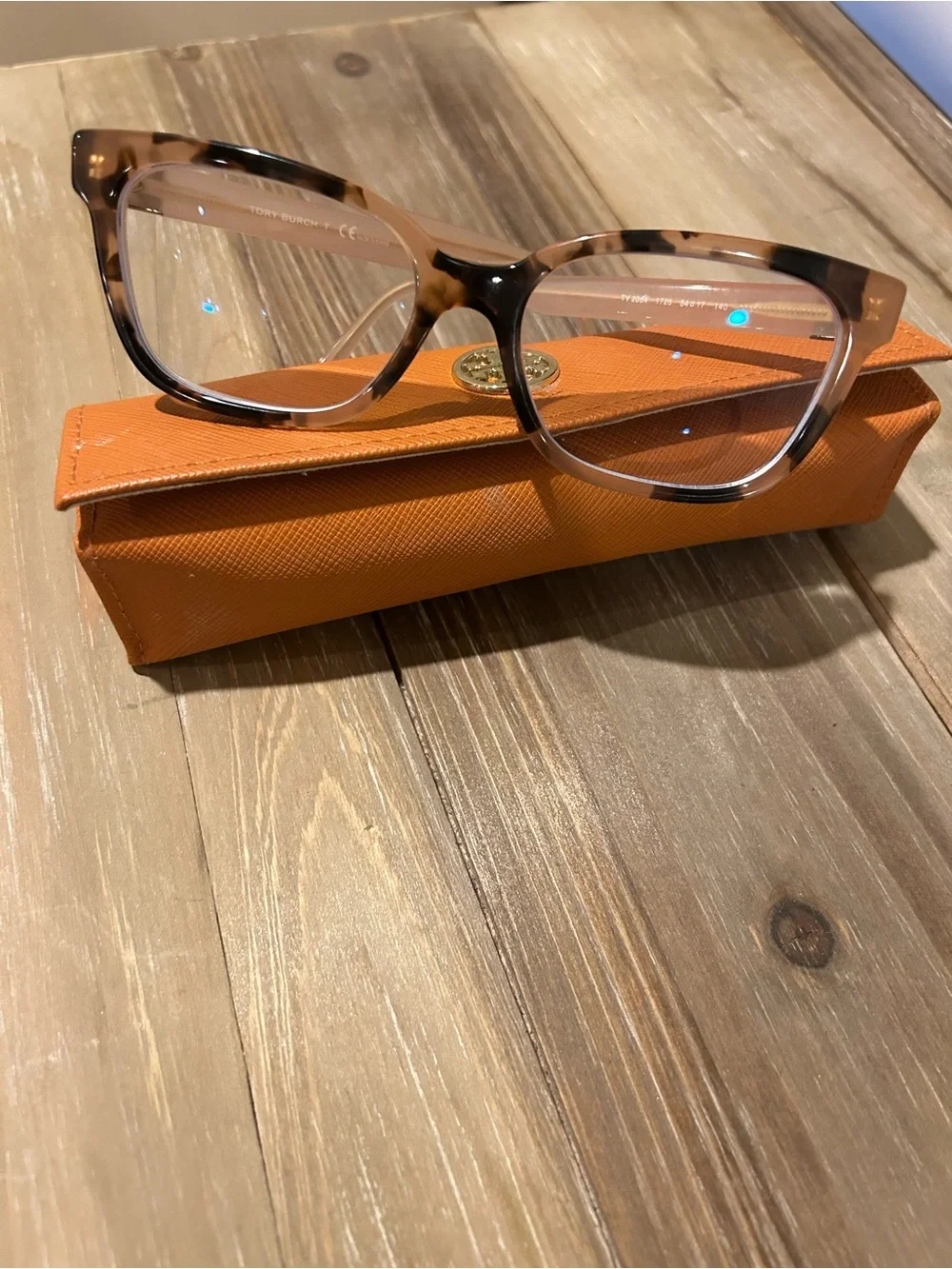 Tory Burch Orange Eyeglass Case with Tortoiseshell Women's Frames